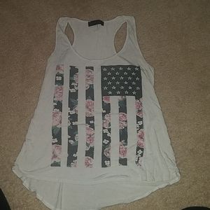 Razor back tank top, floral american flag